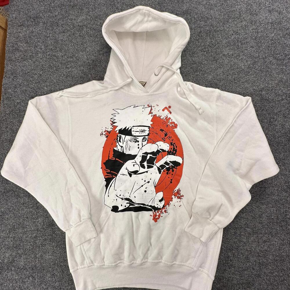 Jon Lauren Premium White Anime Hoodie Pain Graphic Wu-Tang Print Mens Medium 378